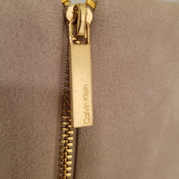 CALVIN KLEIN FAUX SUEDE Sleeveless Dress Tan Sz 8 *LIKE NEW* - Picture 7 of 9